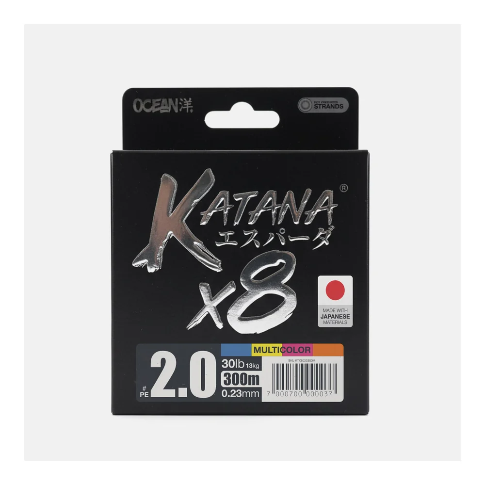 MULTIFILAMENTO OCEAN KATANA 8X 0.23MM 30LB MULTICOLOR X 300M