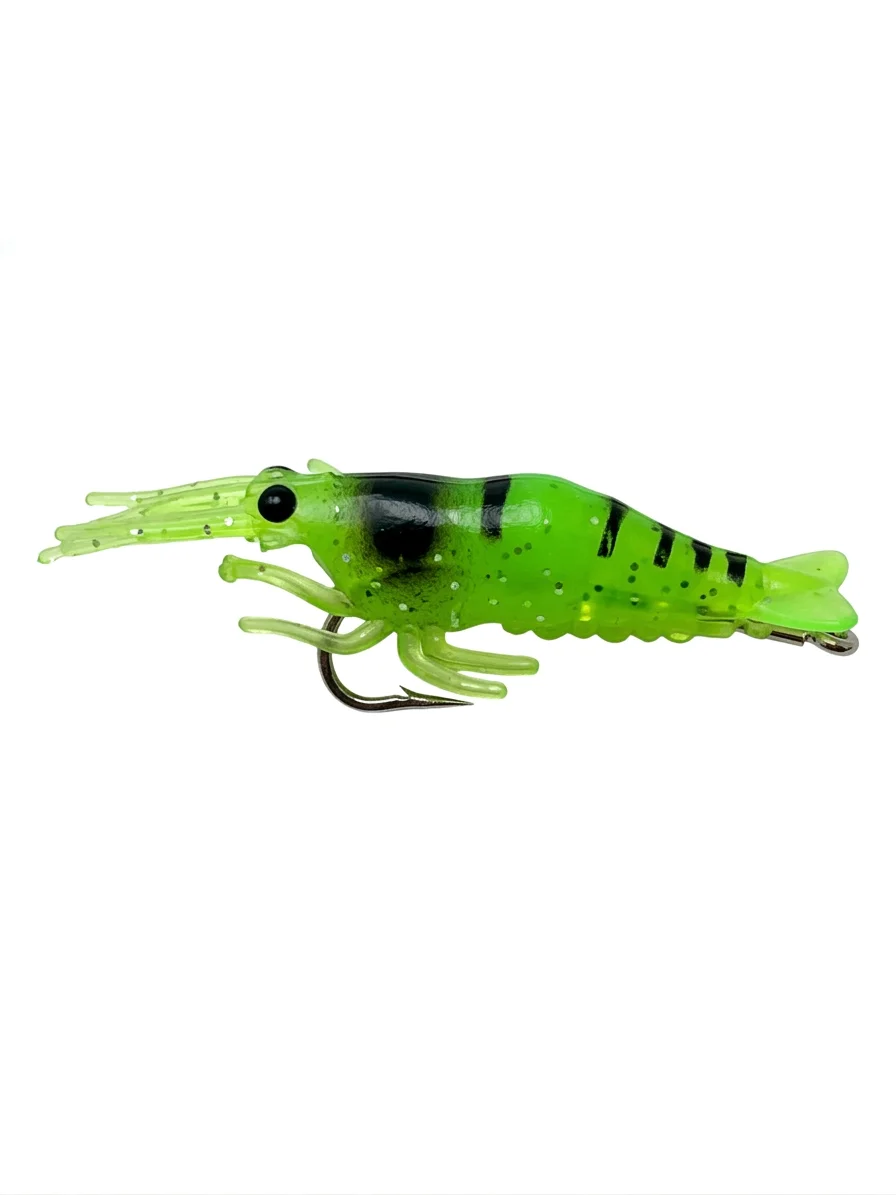VINILO TIPO CAMARON CON ANZUELO VERDE X10UND